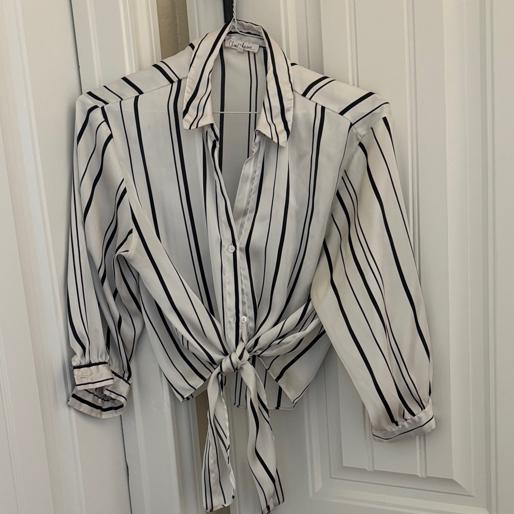 Cloud Chaser Black and White Striped Button-Down Shirt